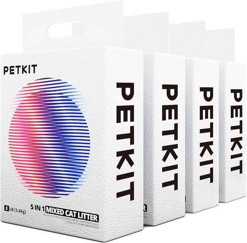 فضلات القطط المختلطة 5 في 1 من PETKIT Everclean، فضلات القطط القوية المتكتلة، والتحكم في الرائحة وفضلات القطط البنتونيت التوفو القابلة للغسل بالماء فائقة الامتصاص وغير المعطرة، خالية من الغبار، 32 رطلاً (8 رطل/عبوة) in Kuwait