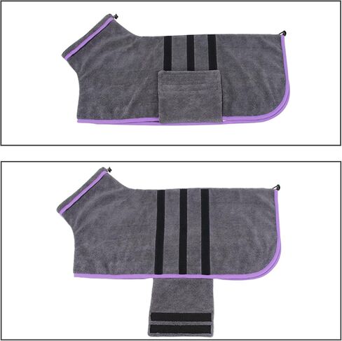 Dog Drying Coat - Dog Bathrobe Towel - Dry Fast Dog Bag - Microfibre Fast Drying Super Absorbent Pet Dog Cat Bath Robe Towel for After Bath, Rain,Swim (M(Back Length 17.7"), Grey) in Saudi Arabia