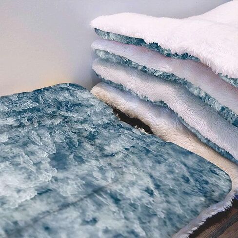 Blue Grey Thermal Cat and Dog Warming Bed Mat Fluffy Cloud line White Turquoise Self Heating Cat Pad Thermal Cat and Dog Warming Bed Mat Nature 14" x 18" in Saudi Arabia