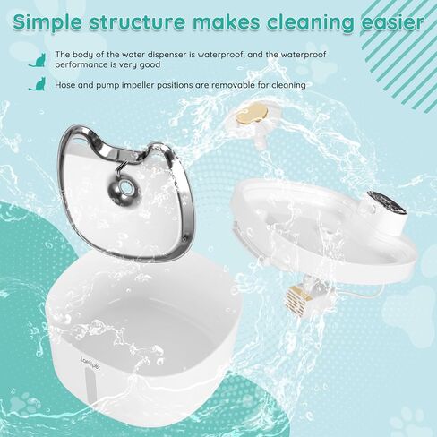 نافورة مياه لاسلكية للقطط تعمل بالبطارية، نافورة قطط فائقة الهدوء سعة 2.8 لتر/95 أونصة مع صينية من الفولاذ المقاوم للصدأ، موزع مياه تلقائي للقطط والكلاب، ثلاثة أوضاع عمل، مؤشر ضوء LED ذكي in Kuwait