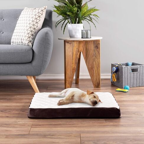 PETMAKER Dog Bed Collection– Charcoal Infused Egg Crate Style Foam Pet Bed with a Plush Cover – 26x19 Dog Bed for Small Dogs up to 35lbs (Brown) in Saudi Arabia