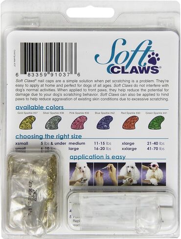 Soft Claws Canine Dog and Cat Nail Caps Take Home Kit, Medium, Sparkle Gold in Kuwait