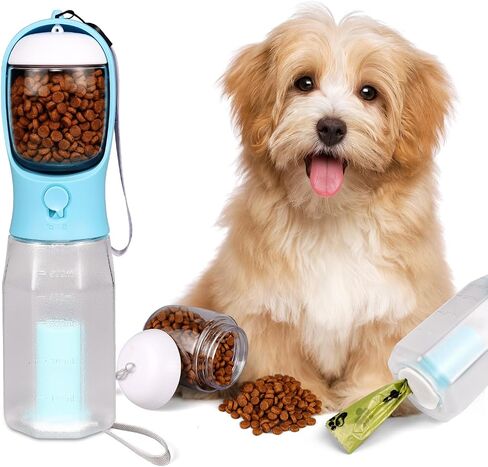 iWanGa 3 in1 Dog Outdoor Water Bottle,Portable Pet Water Bottle with Food Container, Leak Proof Dog Travel Water Bottle,Dog Poop Bags,Dog Water Dispenser for Outdoor Walking,Hiking,Travel. in Saudi Arabia
