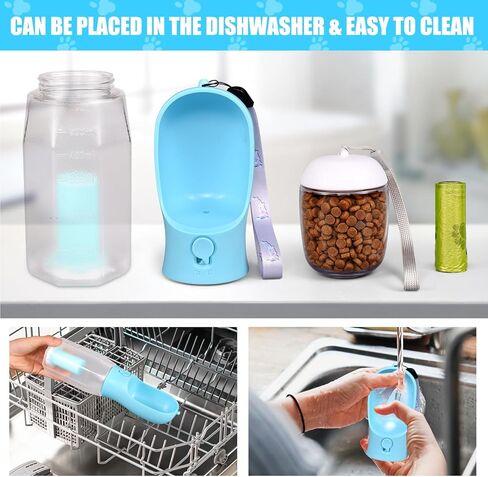 iWanGa 3 in1 Dog Outdoor Water Bottle,Portable Pet Water Bottle with Food Container, Leak Proof Dog Travel Water Bottle,Dog Poop Bags,Dog Water Dispenser for Outdoor Walking,Hiking,Travel. in Saudi Arabia