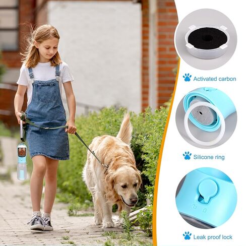 iWanGa 3 in1 Dog Outdoor Water Bottle,Portable Pet Water Bottle with Food Container, Leak Proof Dog Travel Water Bottle,Dog Poop Bags,Dog Water Dispenser for Outdoor Walking,Hiking,Travel. in Saudi Arabia