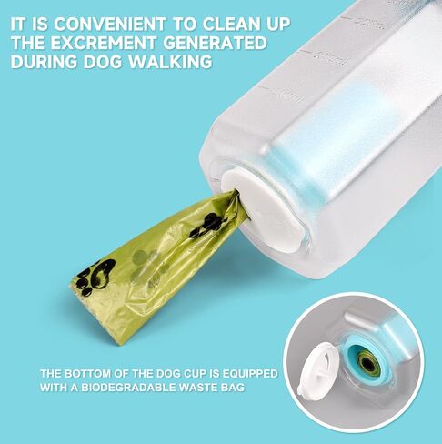 iWanGa 3 in1 Dog Outdoor Water Bottle,Portable Pet Water Bottle with Food Container, Leak Proof Dog Travel Water Bottle,Dog Poop Bags,Dog Water Dispenser for Outdoor Walking,Hiking,Travel. in Saudi Arabia