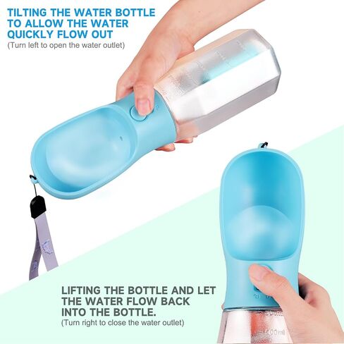 iWanGa 3 in1 Dog Outdoor Water Bottle,Portable Pet Water Bottle with Food Container, Leak Proof Dog Travel Water Bottle,Dog Poop Bags,Dog Water Dispenser for Outdoor Walking,Hiking,Travel. in Saudi Arabia