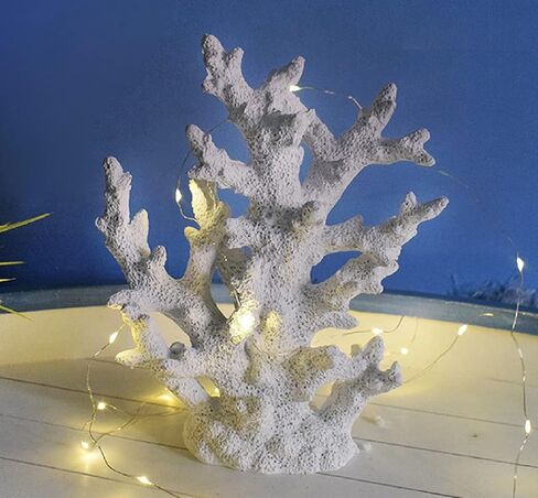 zmgmsmh الشعاب المرجانية الاصطناعية الديكور الحرفية الراتنج المرجانية زخرفة تحت الماء نباتات حوض السمك المرجانية الديكور خزان الزينة - الأبيض in Kuwait