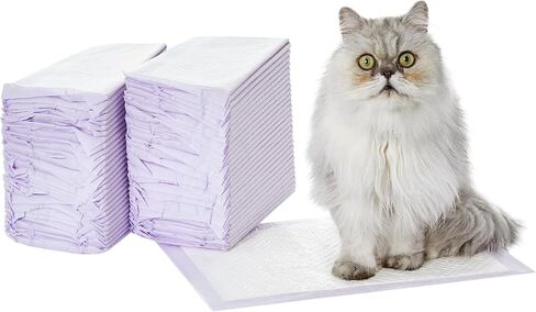 Amazon Basics Cat Pad Refills for Litter Box, Unscented, 60 Count (Pack of 1), Purple in Saudi Arabia