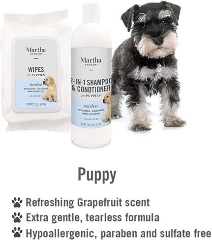 Martha Stewart for Pets 2-in-1 Puppy Shampoo with Grapefruit | Tearless Dog Shampoo and Conditioner, Safe for All Dogs and Puppies, 16 Ounce Bottle Dog Wash in Saudi Arabia