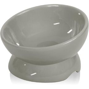 Cat Food Bowls Elevated Tilted, Ceramic Cat Food Bowls, Elevated Cat Food Bowl Whisker Friendly, Anti Vomit & Reduce Neck Burden, Raised Cat Bowl for Food and Water (Blue)