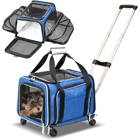 RUFF LIFE 101 Airline Approved Expandable Premium Pet Carrier on Wheels- Two Sided Rolling Carrier- Designed for Dogs & Cats- Extra Spacious Soft Lined Carrier! (Black) (RL-PET-CARRIER-WHEELS) in Kuwait