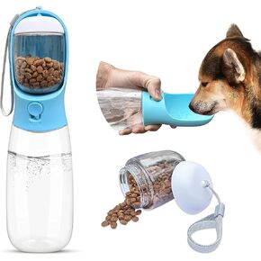 MUTTPUTT Dog Water Bottle with Food Container and Built in Filter, Leak Proof Portable Dog Water Bowl, Pet Water Dispenser with Treat Container, Pet Travel Accessories for Cat, Rabbit, Puppy(19oz) in Saudi Arabia