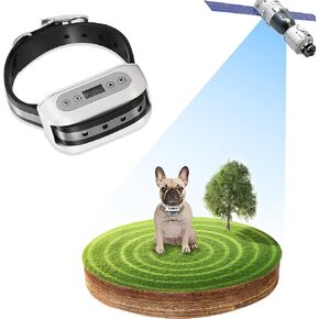 GPS Wireless Dog Fence System, Electric Satellite Technology Pet Containment System by GPS Signal Boundary for Dogs and Pets with Waterproof & Rechargeable Collar Receiver(White)