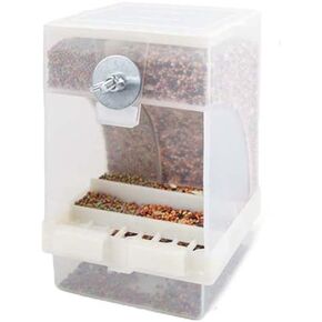 2-Pack No-Mess Automatic Bird Feeder Parrot Feeder Cage Accessories Supplies for Feeder Integrated Automatic Box Parakeet Canary Cockatiel Finch (White)