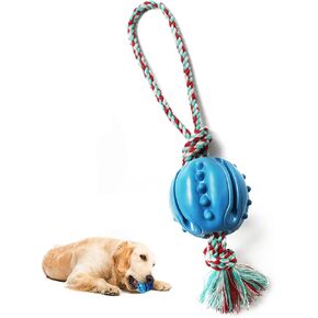 Durable Dog Chew Ball Rope - Natural Rubber Ball for Dog Training, Chewing and Interactive, Tug Ball Toy Clean Teeth, Interactive Toys for Puppy Small Medium Large Dogs in Kuwait