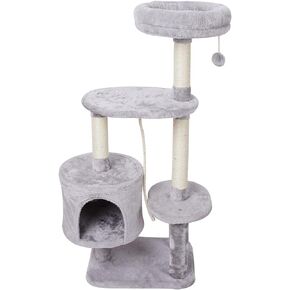 MIAO PAW 6Cat Tree Tower Condo Sisal Post Scratching Furniture Activity Center Play House Cat Bed Grey in Kuwait