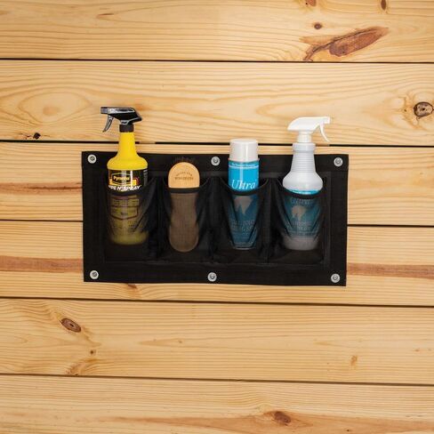 منظم تخزين 3 جيوب مثبت على Dura-Tech | اللون اسود | أدوات العناية بالخيول سهلة الوصول | تخزين 3 جيوب | يمكن تركيبه في أي مكان | شبكة متينة 1000D | ضروري لمنظمة مستقرة in Kuwait