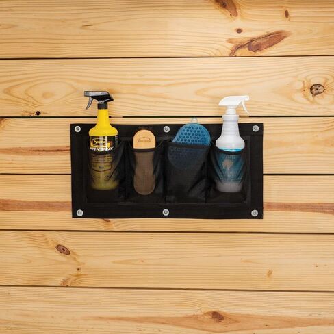 منظم تخزين 3 جيوب مثبت على Dura-Tech | اللون اسود | أدوات العناية بالخيول سهلة الوصول | تخزين 3 جيوب | يمكن تركيبه في أي مكان | شبكة متينة 1000D | ضروري لمنظمة مستقرة in Kuwait