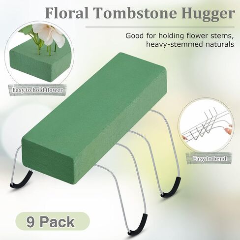 9 Pack Headstone Flower Saddle 12 Inch Grave Saddles for Cemetery Headstones for Graves Wire Rustproof Galvanized Tombstone Saddle with Floral Foam for Grave Headstone Cemetery Floral Decorations in Saudi Arabia