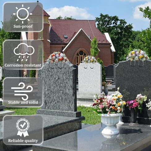 9 Pack Headstone Flower Saddle 12 Inch Grave Saddles for Cemetery Headstones for Graves Wire Rustproof Galvanized Tombstone Saddle with Floral Foam for Grave Headstone Cemetery Floral Decorations in Saudi Arabia