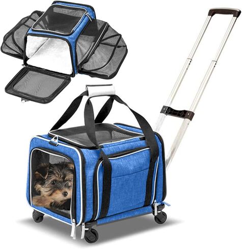 RUFF LIFE 101 Airline Approved Expandable Premium Pet Carrier on Wheels- Two Sided Rolling Carrier- Designed for Dogs & Cats- Extra Spacious Soft Lined Carrier! (Black) (RL-PET-CARRIER-WHEELS) in Kuwait