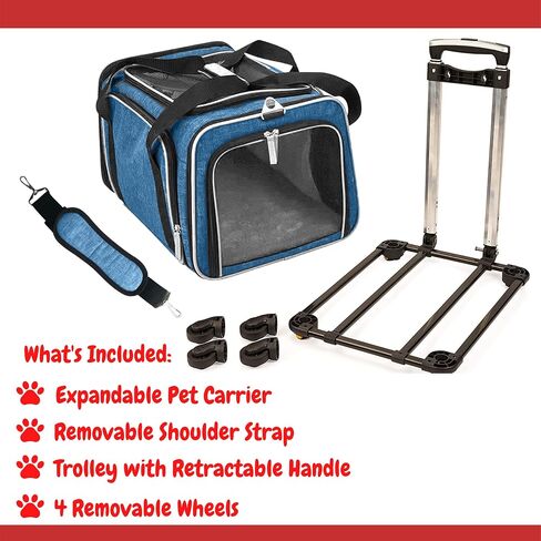 RUFF LIFE 101 Airline Approved Expandable Premium Pet Carrier on Wheels- Two Sided Rolling Carrier- Designed for Dogs & Cats- Extra Spacious Soft Lined Carrier! (Black) (RL-PET-CARRIER-WHEELS) in Kuwait