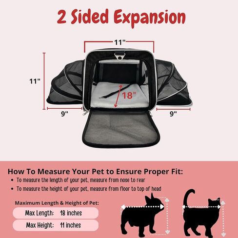 Airline Approved Expandable Premium Pet Carrier on Wheels- Two Sided Rolling Carrier- Designed for Dogs & Cats- Extra Spacious Soft Lined Carrier! (Black) (RL-PET-CARRIER-WHEELS) in Saudi Arabia
