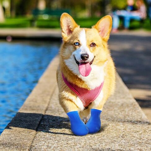 UKCOCO Rubber Dog Boots, Rain Shoes Non-Slip Snow Dog Paw Booties Outdoor Footwear Breathable Walking Shoes Cover for Rainy Snow Day in Saudi Arabia