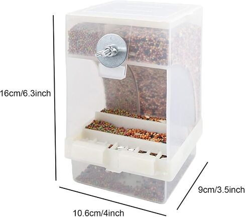 2-Pack No-Mess Automatic Bird Feeder Parrot Feeder Cage Accessories Supplies for Feeder Integrated Automatic Box Parakeet Canary Cockatiel Finch (White) in Kuwait