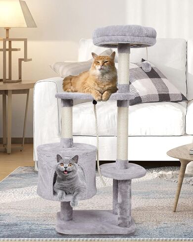 MIAO PAW 6Cat Tree Tower Condo Sisal Post Scratching Furniture Activity Center Play House Cat Bed Grey in Kuwait