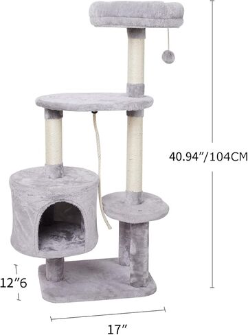 MIAO PAW 6Cat Tree Tower Condo Sisal Post Scratching Furniture Activity Center Play House Cat Bed Grey in Kuwait