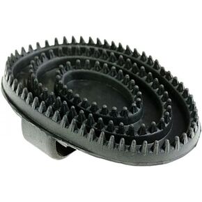 HORZE Soft Rubber Curry Comb Brush with Handle for Horses, Dogs, Cats | 6" x 4" - Black - One Size in Saudi Arabia