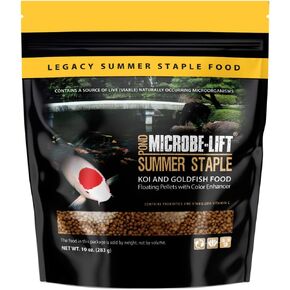 Microbe-Lift MLLSSSM Summer Staple Floating Fish Food Pellets for Ponds, Water Gardens, and Fountains, for Live Goldfish and Koi, 10 Ounces