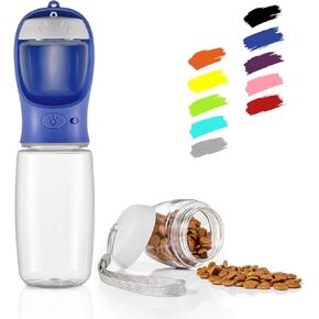 WePet Portable Dog Water Bottle with Food Container, 12 OZ + 6 OZ, Leak Proof Puppy Water Dispenser with Drinking Feeder for Pets Outdoor Walking, Hiking, Travel, Food Grade Plastic