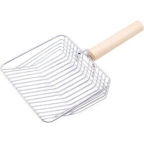 مغرفة فضلات القطط من إل دي دوج، مغرفة فضلات القطط المعدنية، مجرفة عميقة، مقبض خشبي، صندوق فضلات سريع الغربلة للقطط والقطط الصغيرة (فضي) in Kuwait