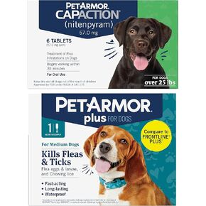 PetArmor CAPACTION (nitenpyram) Oral Flea Treatment for Dogs, Fast Acting Tablets Start Killing Fleas in 30 Minutes, Dogs Over 25 lbs, 6 Doses (Pack of 1) (Packaging May Vary) in Kuwait