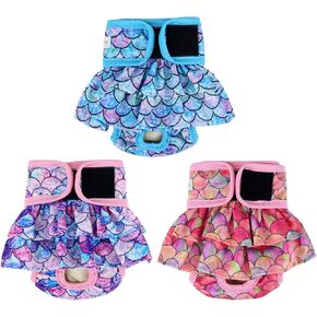 Langsprit Washable Female Dog Diapers (3 Pack) - Reusable Dog Diapers for Female Dogs - Highly Absorbent Dog Diapers for Dogs in Period S in Saudi Arabia