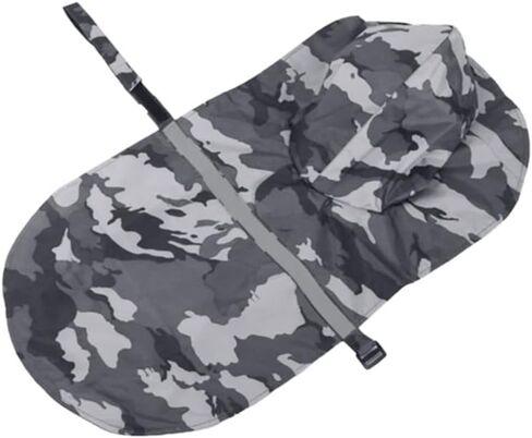 معطف واق من المطر للكلاب من UVTQSSP، سترة عاكسة للكلاب مع غطاء للرأس، ومعطف مقاوم للماء مع فتحة للمقود، معطف خفيف الوزن قابل للتنفس للكلاب المتوسطة والكبيرة، رمادي مموه XXL in Kuwait