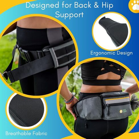 Paw Tribe Hands Free Dog Leash – Heavy-Duty Waist Leash for Dog Walking – Bungee Dog Leash Dog Walking Bag No Pull Dog Running Leash Multiple Dog Walking Fanny Pack Medium Large Dog Hiking Gear in Saudi Arabia