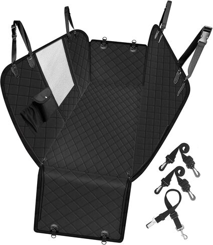 Femuar Dog Car Seat Cover with Storage Pockets Mesh Visual Window, Waterproof Nonslip , Heavy Duty Scratchproof Pet Dog Back Seat Cover Hammock for Cars Trucks and SUVs in Saudi Arabia