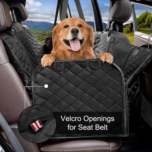 Femuar Dog Car Seat Cover with Storage Pockets Mesh Visual Window, Waterproof Nonslip , Heavy Duty Scratchproof Pet Dog Back Seat Cover Hammock for Cars Trucks and SUVs in Saudi Arabia