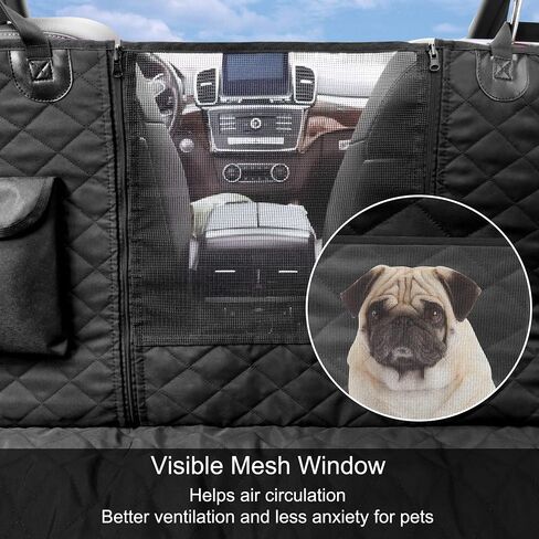 Femuar Dog Car Seat Cover with Storage Pockets Mesh Visual Window, Waterproof Nonslip , Heavy Duty Scratchproof Pet Dog Back Seat Cover Hammock for Cars Trucks and SUVs in Saudi Arabia