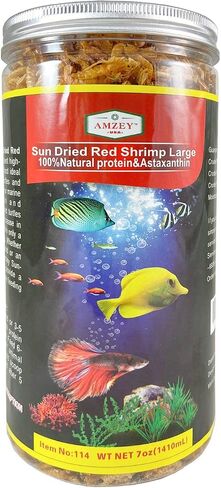 Amzey Dried Large Red Shrimp 198 Grams - Sun Dried 7 oz- Aquatic Turtle Food, Betta Fish Food, Tropical Fish Food, Crab Food, Reptile Food, Aquatic Fish Foods, Aquatic Pets Food in Saudi Arabia