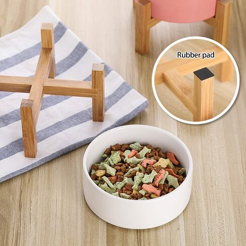White Ceramic Elevated Raised Cat Bowls,Cat Food Dish with Stand, Raised Cat Food or Water Bowls Anti Vomiting,Pet Bowl with Anti Slip Rubber pad,Stress Free for Cats and Small Dogs（400ML/13.5OZ in Saudi Arabia