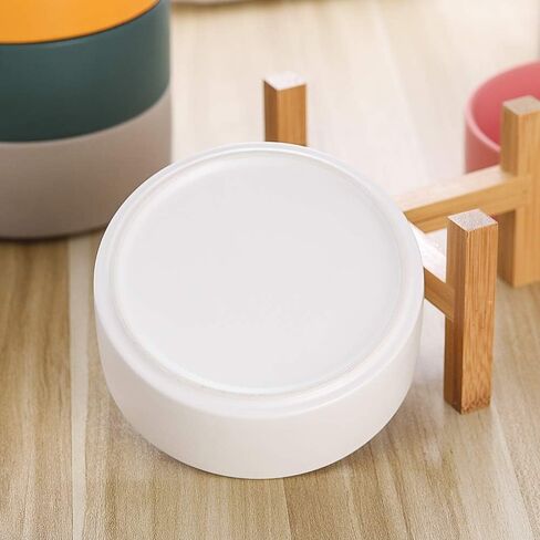 White Ceramic Elevated Raised Cat Bowls,Cat Food Dish with Stand, Raised Cat Food or Water Bowls Anti Vomiting,Pet Bowl with Anti Slip Rubber pad,Stress Free for Cats and Small Dogs（400ML/13.5OZ in Saudi Arabia