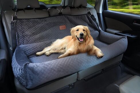 Dog Car Seat for Back Seat Pet Booster Seat Travel Puppy Bed with Safety Belt Backseat Protector for Large/Medium/Small Dogs,Removable Washable Cover, Storage Pockets（Black） in Saudi Arabia