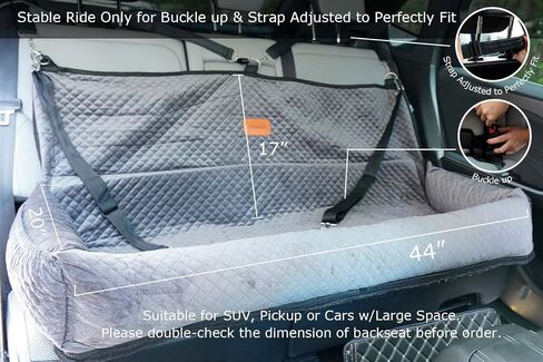Dog Car Seat for Back Seat Pet Booster Seat Travel Puppy Bed with Safety Belt Backseat Protector for Large/Medium/Small Dogs,Removable Washable Cover, Storage Pockets（Black） in Saudi Arabia