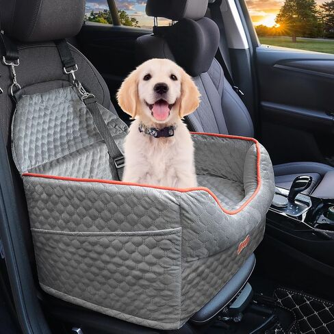 Dog Car Seat - Dog Booster Seat for Small Dogs Up to 25lbs-Memory Foam Elevated Pet Car Seat with Storage Pockets and Dog Seat Belt-Soft Pet Travel Bed for Front & Back Seats-Removable Washable Cover in Saudi Arabia