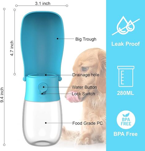 Dog Water Bottle - Foldable Dog Water Dispenser for Walking with Dog Waste Bag, Portable Pet Water Bottle for Travel, BPA Free Water Bottle for Cat, Rabbit,Puppy and Other Animal in Saudi Arabia